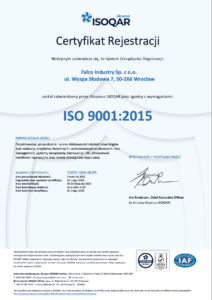 Falco Industry - miniaturka certyfikatu ISO 9001